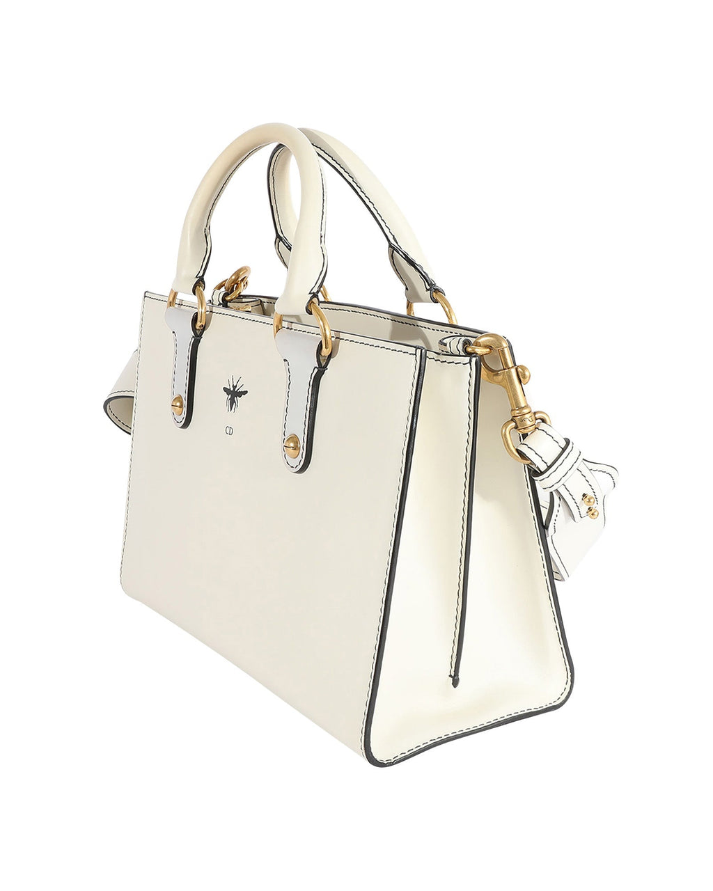 Christian Dior White Smooth Leather D-Bee Tote
