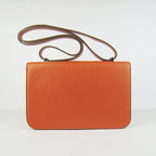 Hermes Calf Leather Message Bag H020 Orange Silver
