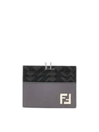 Fendi FF Square Leather Card Wallet Grey