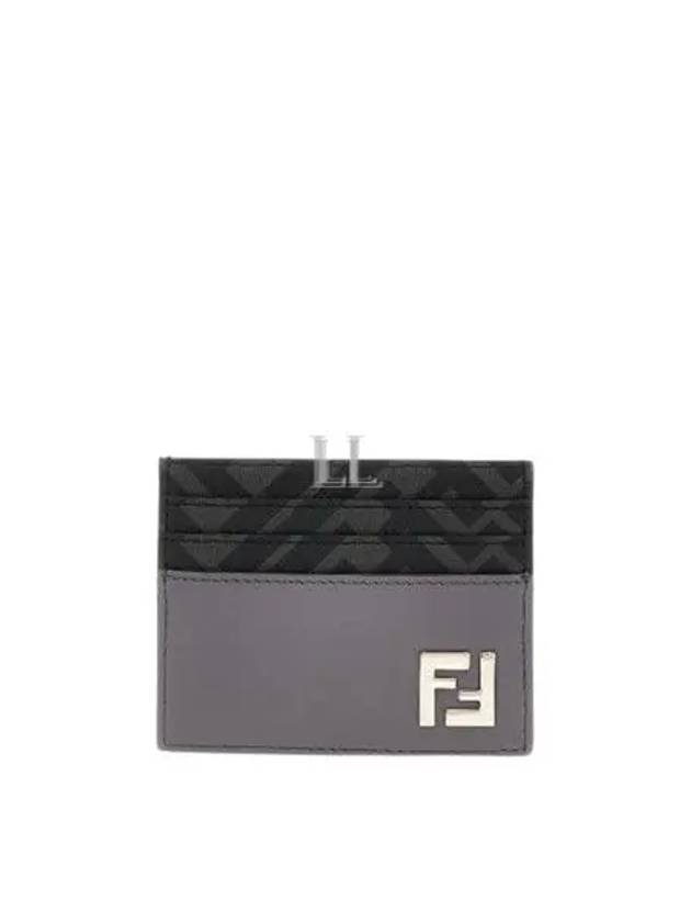 Fendi FF Square Leather Card Wallet Grey