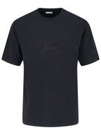 Burberry Embroidered Logo Cotton Short Sleeve T-Shirt Black