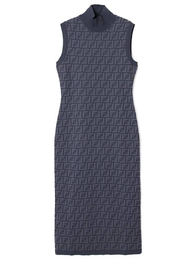 Fendi FF motif sleeveless midi dress blue