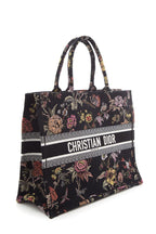 Dior Black Floral Embroidered Book Tote Handbag