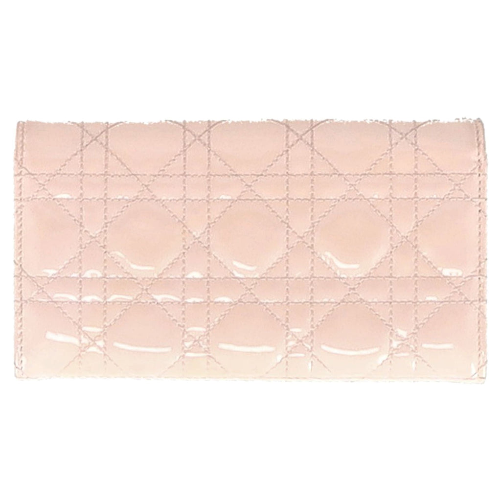 Dior Cannage Quilted Lady Dior Wallet in Pastel Pink Lambskin Leather