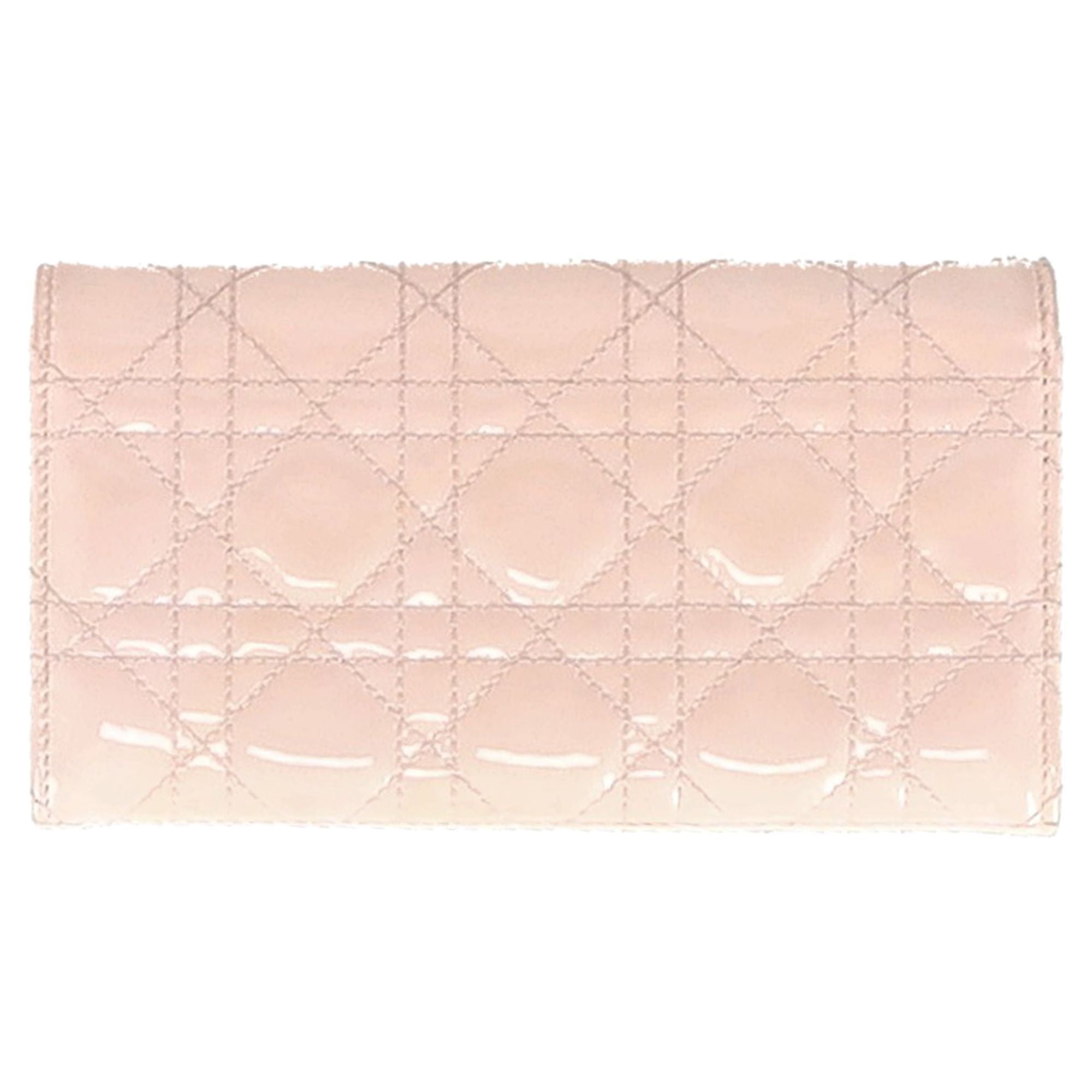Dior Cannage Quilted Lady Dior Wallet in Pastel Pink Lambskin Leather
