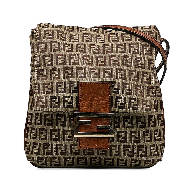 Fendi Zkino Sliding Shoulder Bag 8BT075 Beige Brown Canvas Leather Ladies Fendi