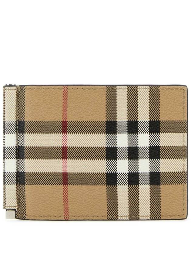 Burberry Men's Money Clip Vintage Check Money Clip Half Wallet Beige