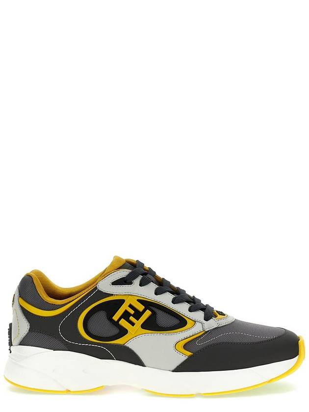 Fendi Forward Mesh Leather Low Top Sneakers Yellow Grey