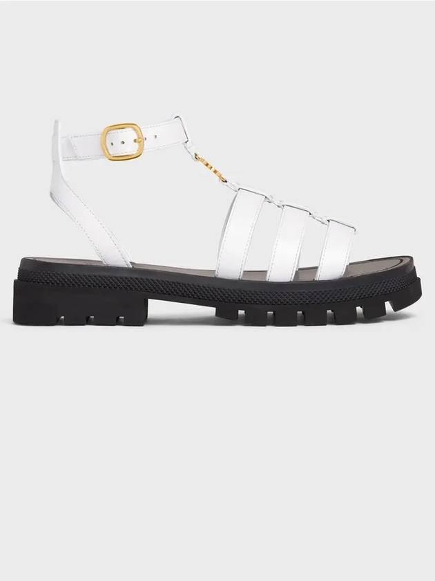 CELINE Clea Triomphe Gladiator Chunky Sandals White