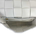 BOTTEGA VENETA - Off White Intrecciato-Woven Cassette Lambskin Shoulder Bag