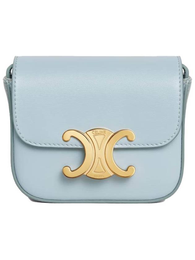 CELINE Triomphe Small Shiny Calfskin Cross Bag Blue