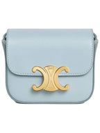 CELINE Triomphe Small Shiny Calfskin Cross Bag Blue