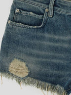 Balenciaga Back logo patch denim shorts blue