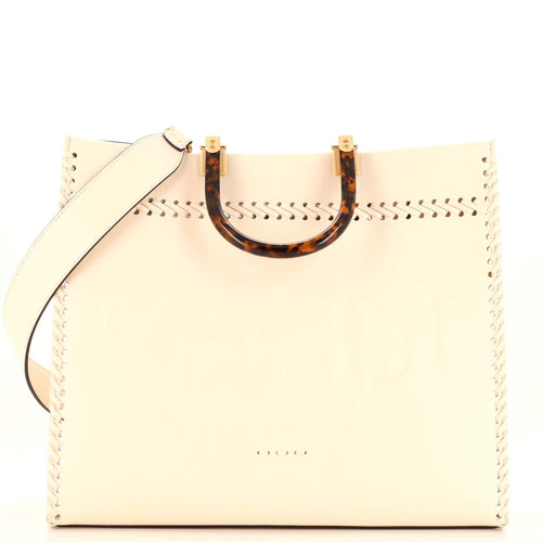 FENDI Sunshine Shopper Tote Whipstitch Leather Medium