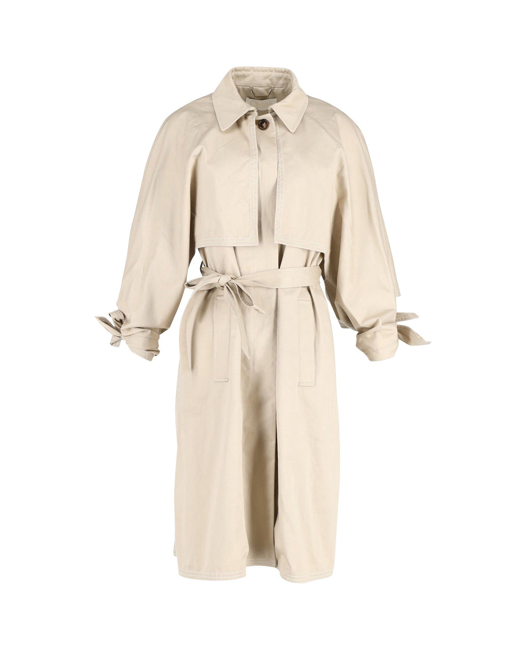 Chloe Belted Trench Coat in Beige Cotton