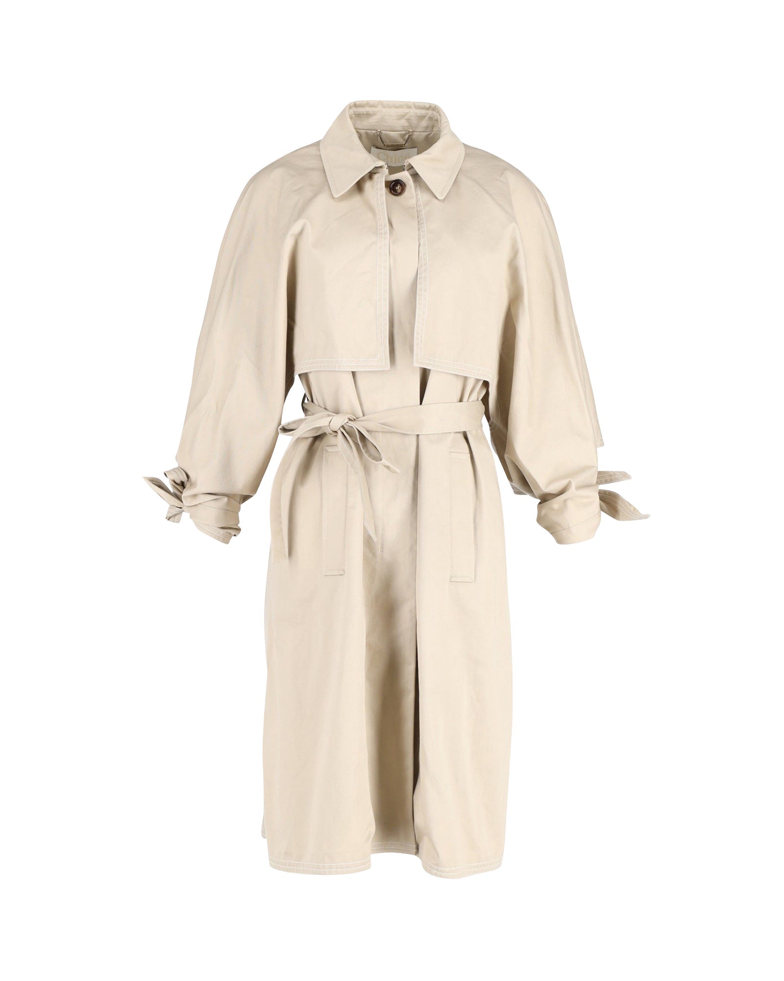 Chloe Belted Trench Coat in Beige Cotton