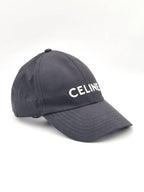 CELINE Embroidered Logo Cotton Ball Cap Black