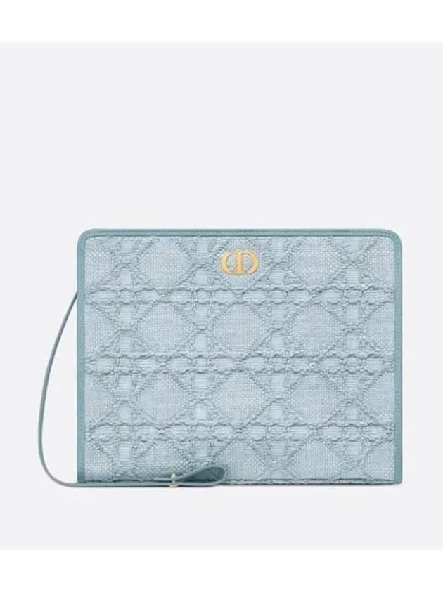 30 Montaigne Dea Raffia Pouch Blue Dior