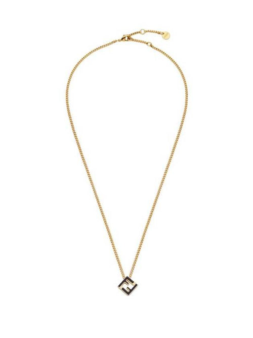 Fendi Forever FF Cube Pendant Necklace Black