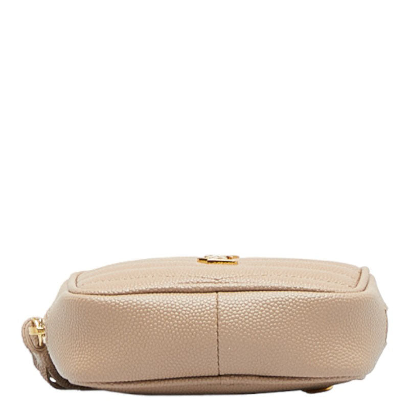 Saint Laurent Mini Lou Bag in Grained Leather Beige 635088