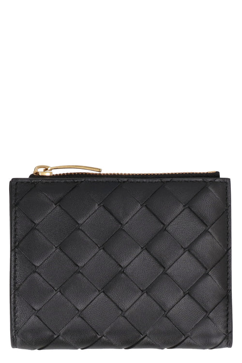 Bottega Veneta Women's Intrecciato Bi-Fold Wallet in Black | 742330VCPP3 Color 8425