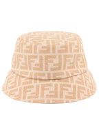 Fendi FF Jacquard Wool Silk Bucket Hat Beige