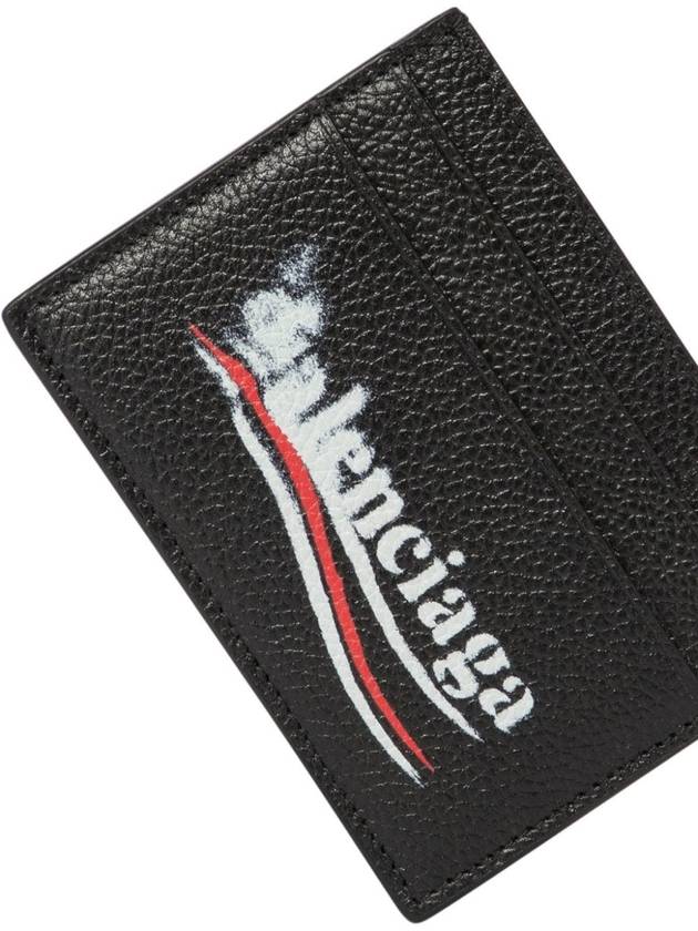 Balenciaga Logo Printing Leather Card Wallet Black