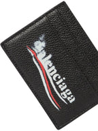 Balenciaga Logo Printing Leather Card Wallet Black