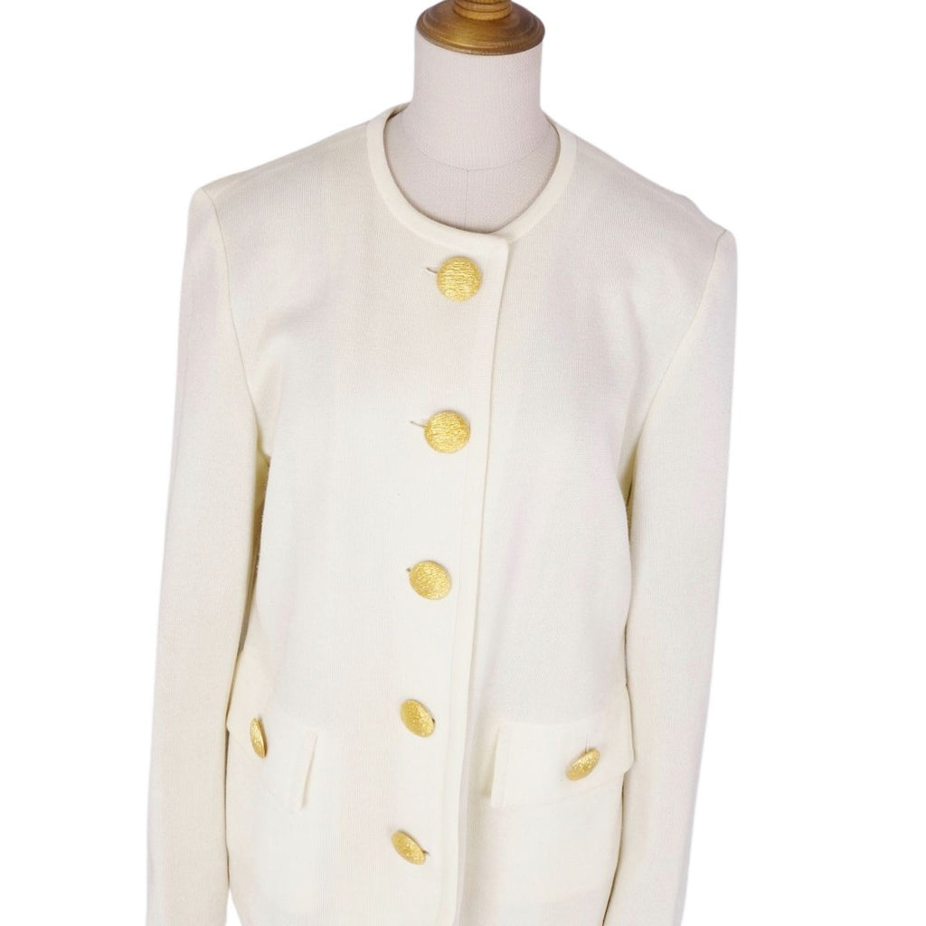 Yves Saint Laurent Yves Saint Laurent Cardigan s Dress Clooney Long Sleeves Cotton Tops  M Ivory