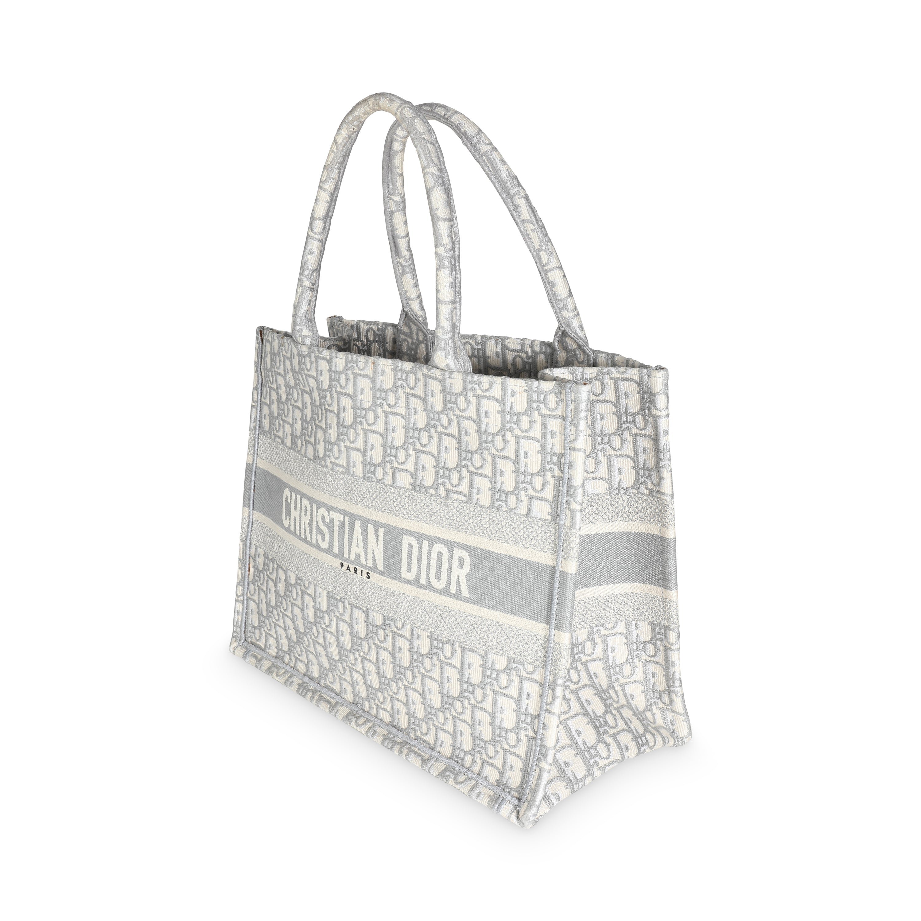 Christian Dior Grey Ecru Oblique Canvas Medium Book Tote