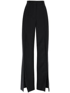 Burberry Women's Front Slit Wool Straight Pants Black