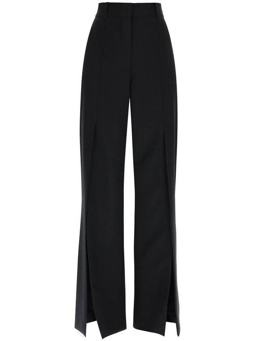 Burberry Women's Front Slit Wool Straight Pants Black