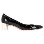 Fendi Low Block Heel Pumps in Black Patent Leather