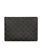 CELINE Triomphe Canvas Pouch Clutch Bag Black