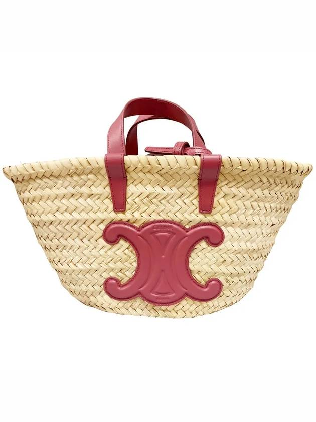 CELINE Triomphe Teen Raffia Tote Bag Beige