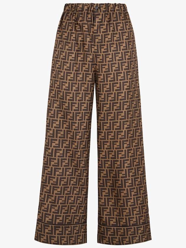 Fendi Twill Wide Pants Brown
