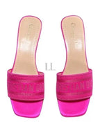 Dway Embroidered Satin Cotton Sandal Heels Rani Pink Dior