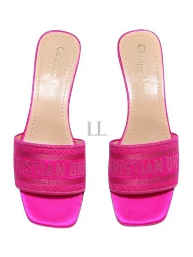 Dway Embroidered Satin Cotton Sandal Heels Rani Pink Dior