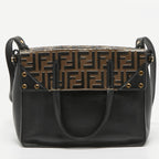 Fendi Black/brown Ff Leather Grace Flip Tote