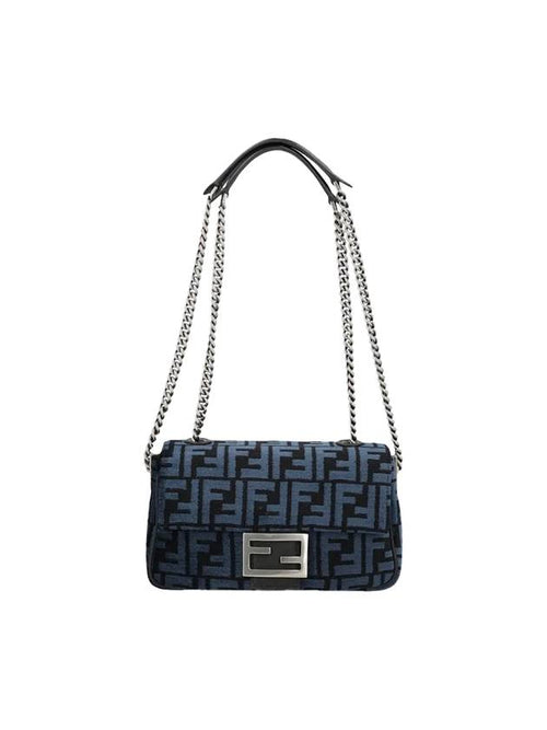 Fendi Baguette Chain Medium Shoulder Bag Blue