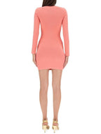 Fendi FF motif round neck knit short dress pink