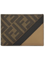 Fendi FF Logo Bifold Half Wallet Brown