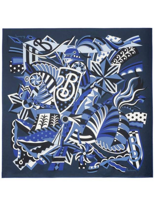 Burberry Carousel EKD Silk Scarf Indigo