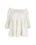 Chloe Off-Shoulder Blouse in White Cotton