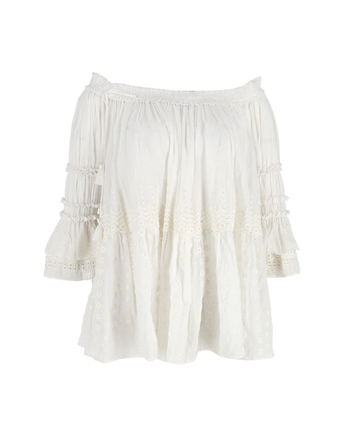 Chloe Off-Shoulder Blouse in White Cotton