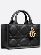 Macrocannage Calfskin Strap Mini Book Tote Bag Black Dior