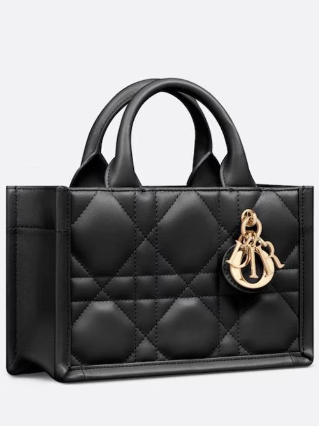 Macrocannage Calfskin Strap Mini Book Tote Bag Black Dior