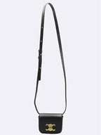 CELINE 10I513 Black Leather Triope Mini Claude Shoulder Bag