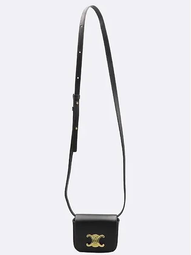 CELINE 10I513 Black Leather Triope Mini Claude Shoulder Bag
