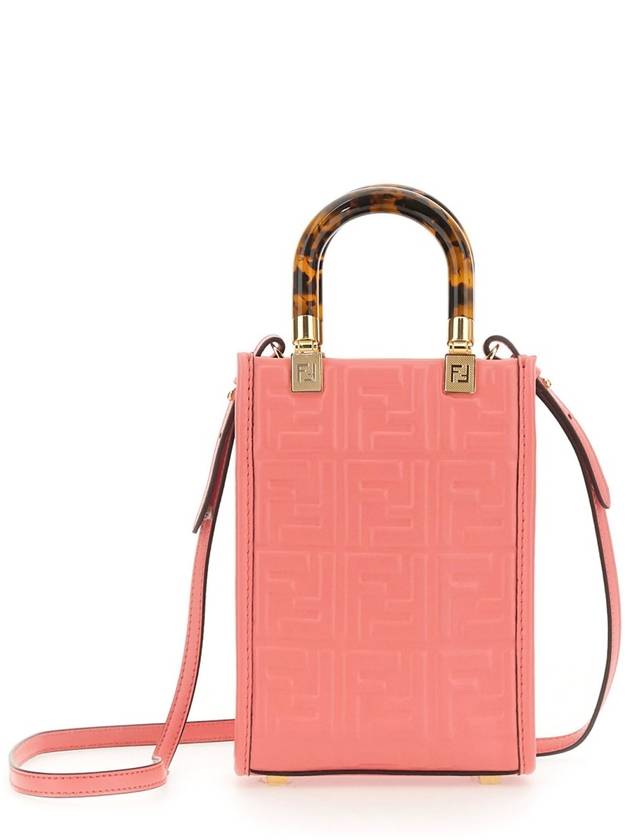 Fendi Sunshine FF Motif Small Leather Tote Bag Pink